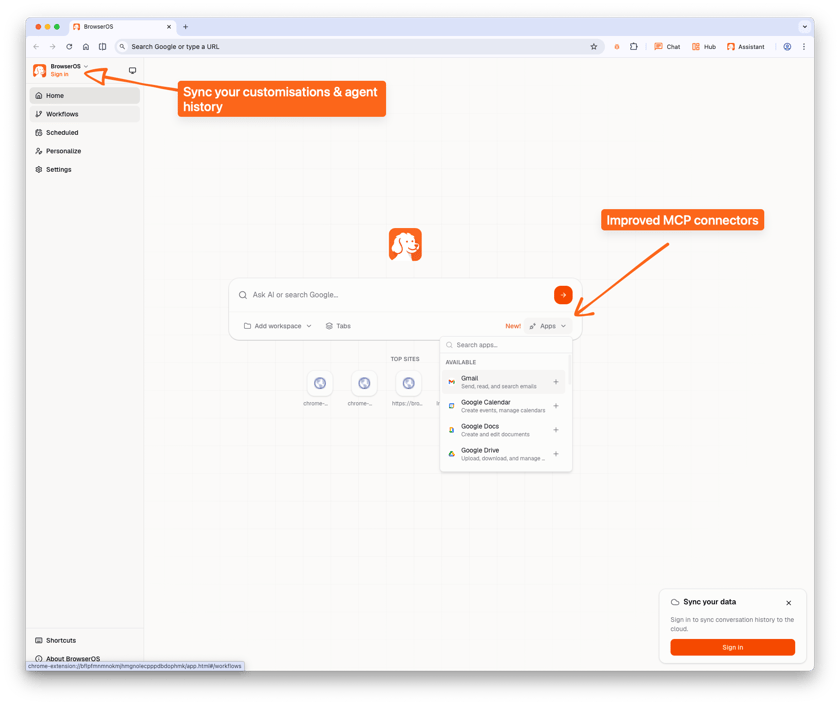 GreaseClaw v0.39.0 featuring Sync and improved MCP connectors
