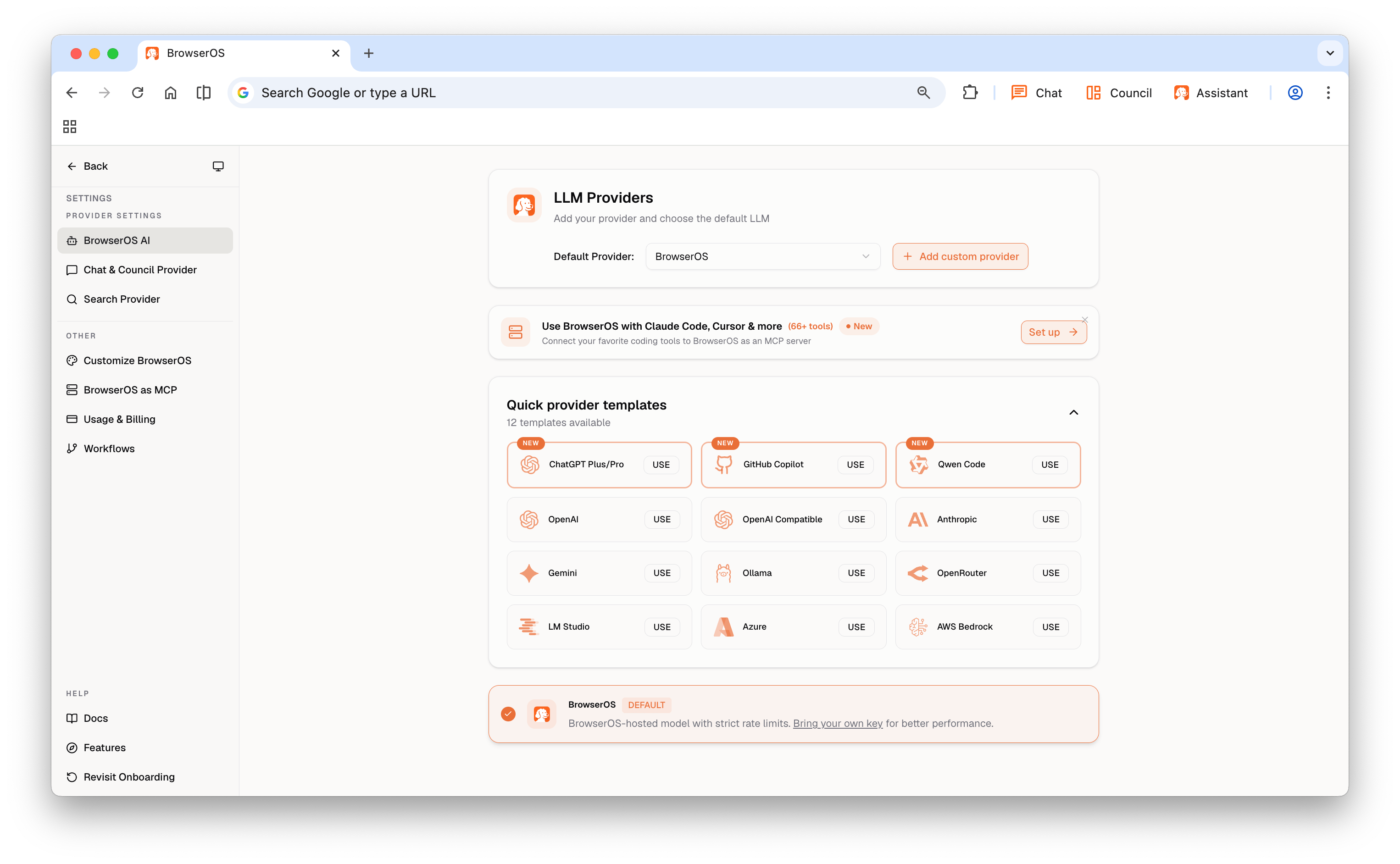 AI Settings screen